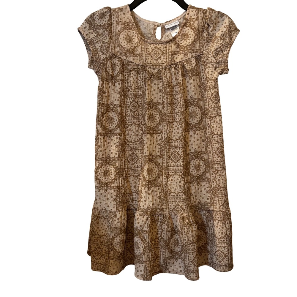 Rachel Zoe Girls Dress 7/8 Short Sleeve‎ Brown Paisley